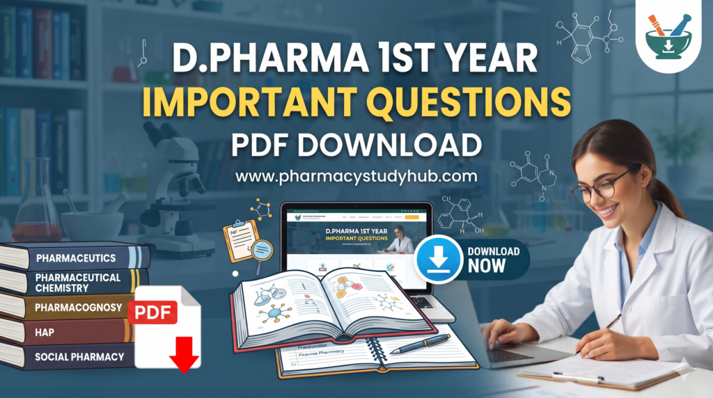 D.Pharma 1st Year Important Questions PDF Download d.pharmacy 1st year important questions