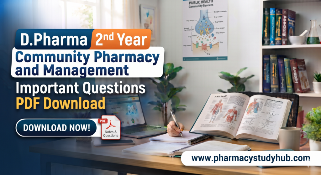 d.pharmacy 2nd year community pharmacy and management important questions