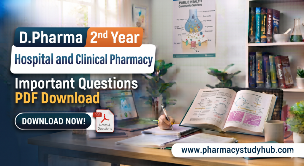 D.Pharma 2nd Year Hospital and Clinical Pharmacy Important Questions PDF Download d.pharmacy 2nd year hospital and clinical pharmacy important questions