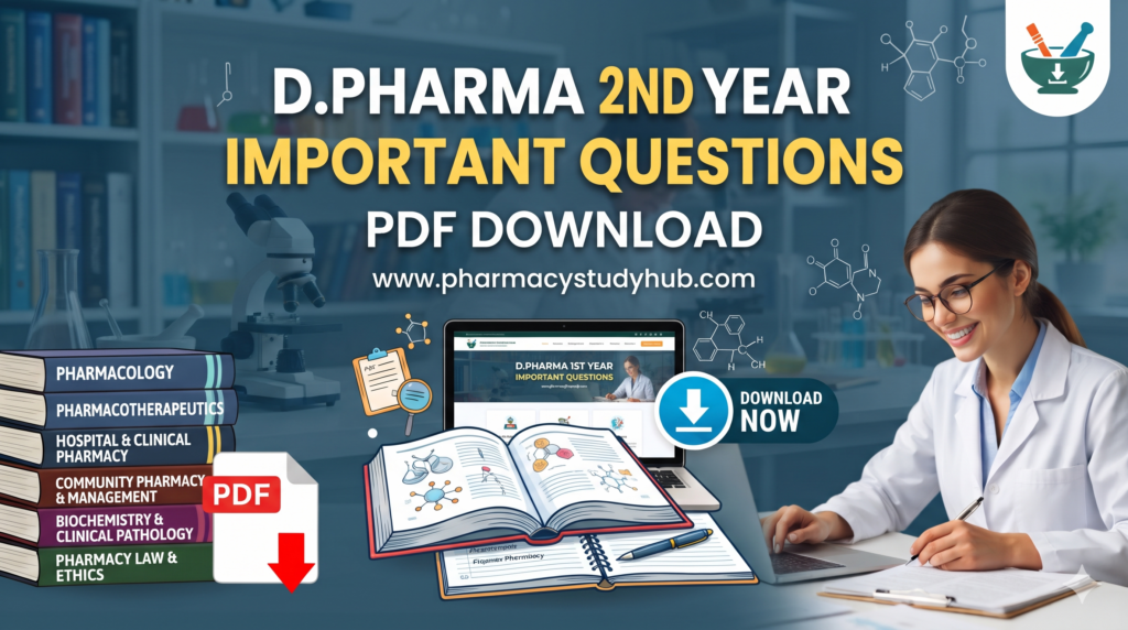 D.Pharma 2nd Year Important Questions PDF Download d.pharmacy 2nd year important questions
