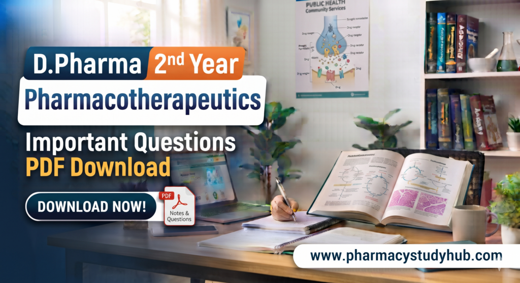 D.Pharma 2nd Year Pharmacotherapeutics Important Questions PDF Download d.pharmacy 2nd year pharmacotherapeutics important questions